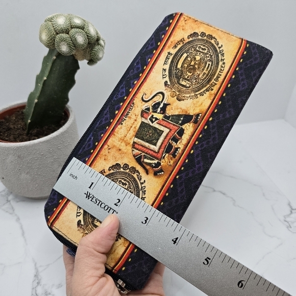 Bohemian | colorfull purple elephant print large zip-up wallet - Picture 5 of 8